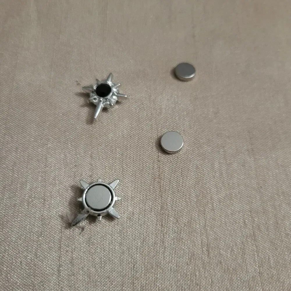Men's magnetic back black & silver tone star shaped earrings, piercing free